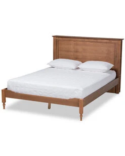 Baxton Studio Danielle Traditional & Transitional Rustic Wood Queen Platform Storage Bed W/Built-In Shelves Home