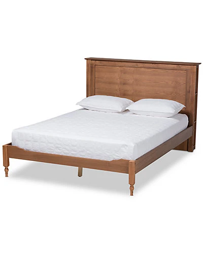Baxton Studio Danielle Traditional & Transitional Rustic Wood Queen Platform Storage Bed W/Built-In Shelves Home