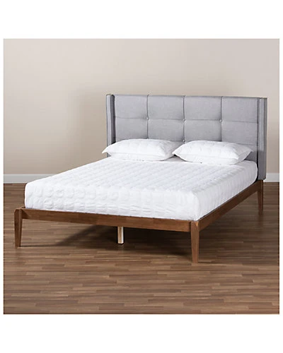 Baxton Studio Edmond Modern & Contemporary Upholstered & Wood Queen Platform Bed Home - Image 5