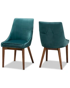 Baxton Studio Gilmore Modern & Contemporary Upholstered & Wood 2pc Dining Chair Set Home
