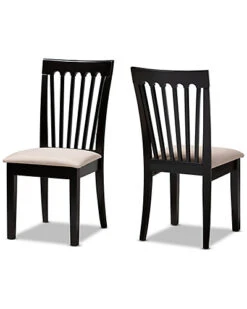 Baxton Studio Minette Modern & Contemporary Upholstered 2pc Wood Dining Chair Set Home