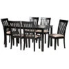 Baxton Studio Minette Modern & Contemporary Upholstered Espresso Brown Finished Wood 7pc Dining Set Home