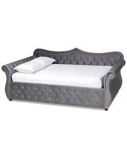 Baxton Studio Abbie Traditional & Transitional Upholstered & Crystal Tufted Full Daybed Home