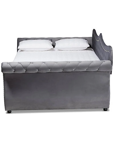 Baxton Studio Abbie Traditional & Transitional Upholstered & Crystal Tufted Full Daybed Home - Image 2