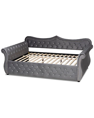 Baxton Studio Abbie Traditional & Transitional Upholstered & Crystal Tufted Full Daybed Home - Image 3