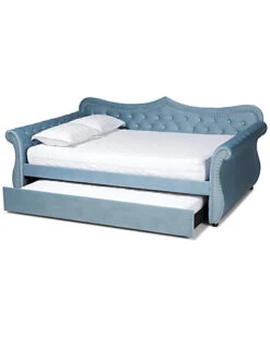 Baxton Studio Abbie Traditional & Transitional Upholstered & Crystal Tufted Full Daybed W/Trundle Home