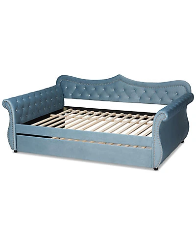 Baxton Studio Abbie Traditional & Transitional Upholstered & Crystal Tufted Full Daybed W/Trundle Home - Image 2