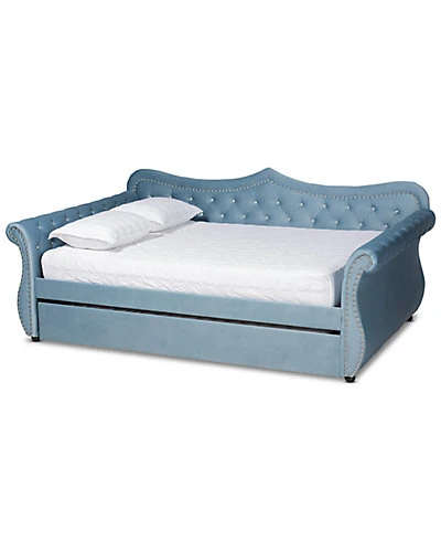Baxton Studio Abbie Traditional & Transitional Upholstered & Crystal Tufted Queen Daybed W/Trundle Home