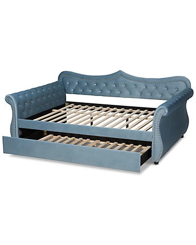 Baxton Studio Abbie Traditional & Transitional Upholstered & Crystal Tufted Queen Daybed W/Trundle Home - Image 2