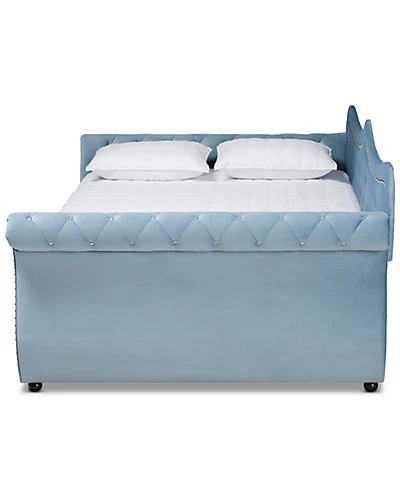 Baxton Studio Abbie Traditional & Transitional Upholstered & Crystal Tufted Queen Daybed W/Trundle Home - Image 3