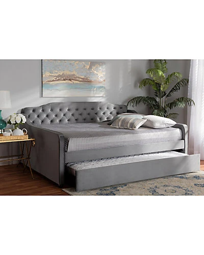 Baxton Studio Upholstered & Tufted Daybed With Trundle Home - Image 3