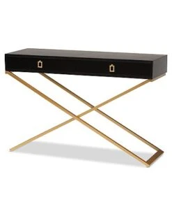 Baxton Studio Madan Wood And Gold Metal 2-Drawer Console Table Home