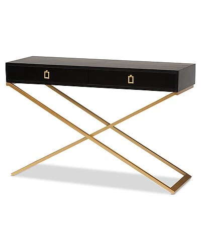 Baxton Studio Madan Wood And Gold Metal 2-Drawer Console Table Home
