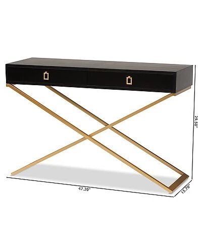Baxton Studio Madan Wood And Gold Metal 2-Drawer Console Table Home - Image 3