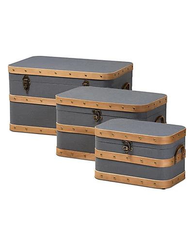 Baxton Studio Jonathon 3pc Storage Trunk Set Home