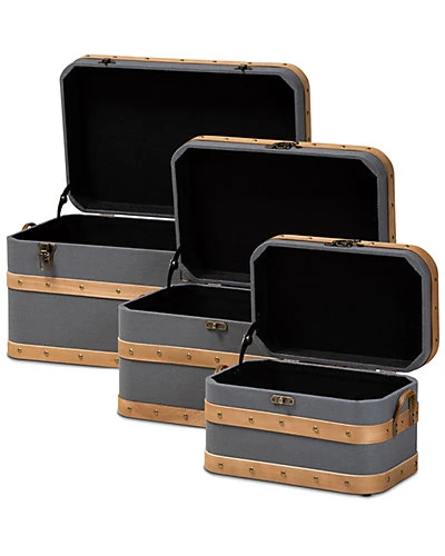 Baxton Studio Jonathon 3pc Storage Trunk Set Home - Image 2