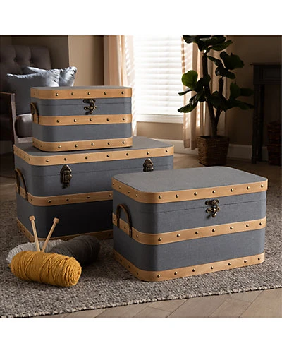 Baxton Studio Jonathon 3pc Storage Trunk Set Home - Image 5