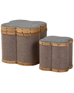 Baxton Studio Marilyn 2pc Clover Shaped Storage Ottoman Set Home