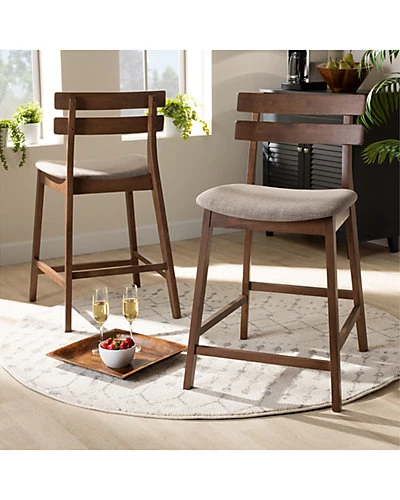 Baxton Studio Larine 2pc Counter Stool Set Home - Image 2