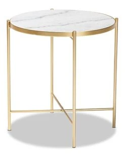 Baxton Studio Maddock End Table With Marble Tabletop Home