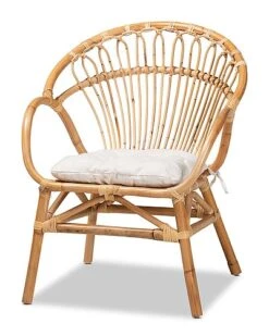 Baxton Studio Enicia Modern Bohemian Rattan Dining Chair Home