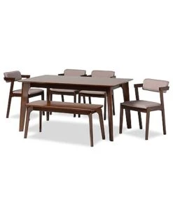 Baxton Studio Althea Mid-Century Modern Transitional 6Pc Dining Set Home