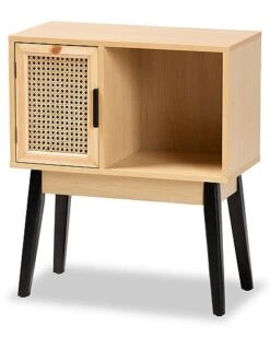 Baxton Studio Dacre Wood 1-Door Console Table With Natural Rattan Home