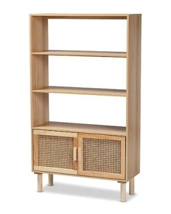 Baxton Studio Faulkner Rattan 2-Door Bookcase Home