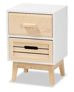 Baxton Studio Kalida Mid-Century Modern 2-Drawer Nightstand Home