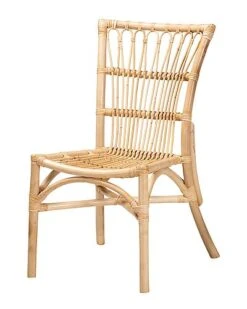 Baxton Studio Ammi Modern Bohemian Rattan 2-Piece Dining Chair Set Home