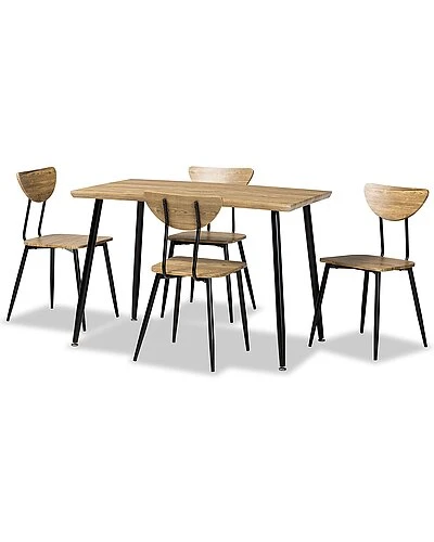 Baxton Studio Gianetta Wood 5pc Dining Set Home
