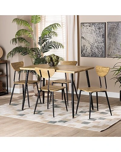 Baxton Studio Gianetta Wood 5pc Dining Set Home - Image 2