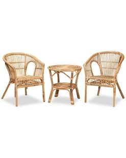 Baxton Studio Alleta Modern Bohemian Rattan 3pc Living Room Set Home