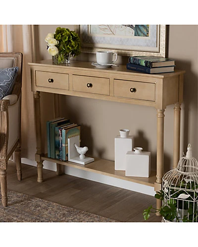 Baxton Studio Calvin 3-Drawer Entryway Console Table Home - Image 5