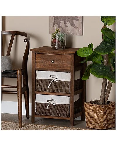 Baxton Studio Cade Mid-Century Modern Transitional 1-Drawer Nightstand Home - Image 2
