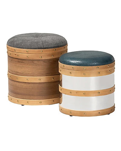 Baxton Studio Caleb 2pc Storage Ottoman Set Home