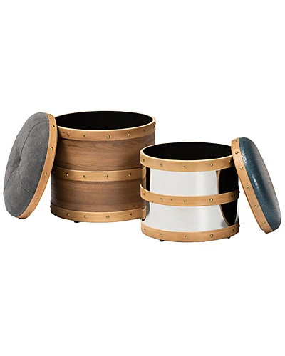 Baxton Studio Caleb 2pc Storage Ottoman Set Home - Image 2