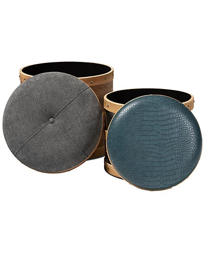 Baxton Studio Caleb 2pc Storage Ottoman Set Home - Image 3