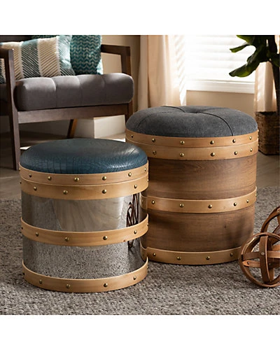 Baxton Studio Caleb 2pc Storage Ottoman Set Home - Image 4
