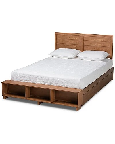 Baxton Studio Alba Full 4-Drawer Platform Storage Bed With Built-In Shelves Home