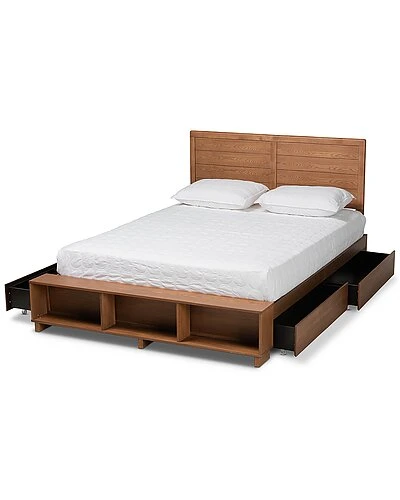 Baxton Studio Alba Full 4-Drawer Platform Storage Bed With Built-In Shelves Home - Image 2