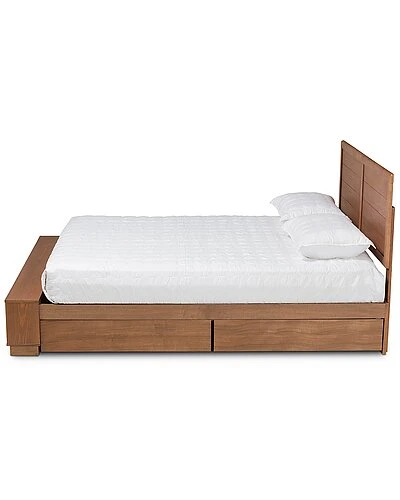 Baxton Studio Alba Full 4-Drawer Platform Storage Bed With Built-In Shelves Home - Image 3