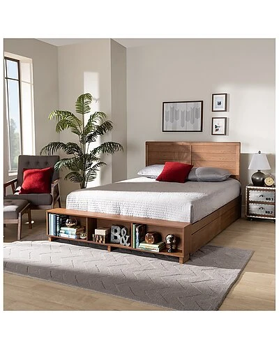 Baxton Studio Alba Full 4-Drawer Platform Storage Bed With Built-In Shelves Home - Image 4