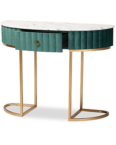 Baxton Studio Eale 1-Drawer Console Table With Faux Marble Tabletop Home - Image 2