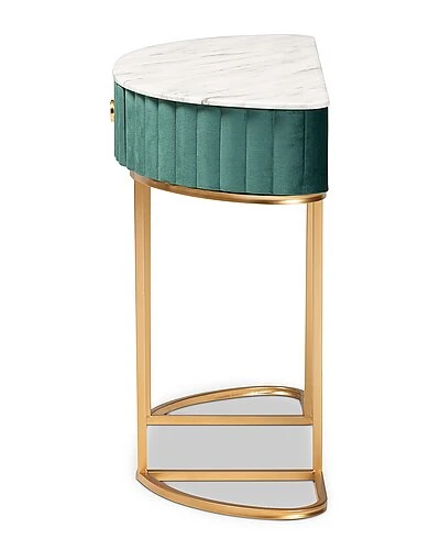 Baxton Studio Eale 1-Drawer Console Table With Faux Marble Tabletop Home - Image 3