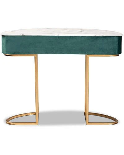 Baxton Studio Eale 1-Drawer Console Table With Faux Marble Tabletop Home - Image 4