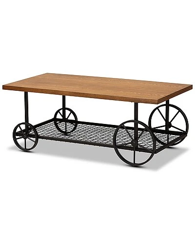 Baxton Studio Ursa Vintage R Wheeled Coffee Table Home - Image 2