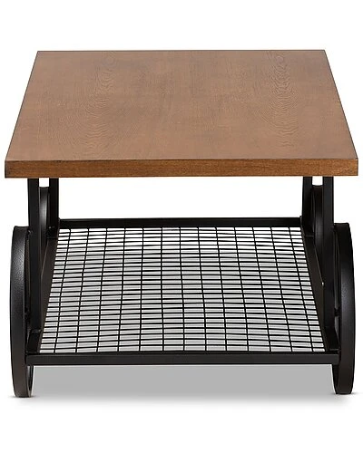 Baxton Studio Ursa Vintage R Wheeled Coffee Table Home - Image 3