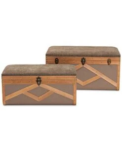 Baxton Studio Kala 2pc Storage Ottoman Trunk Set Home