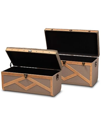 Baxton Studio Kala 2pc Storage Ottoman Trunk Set Home - Image 2